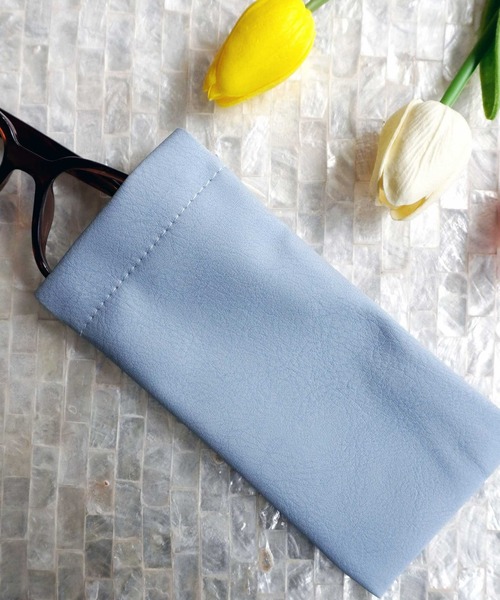 ワンタッチで簡単♪】 フェイクレザー メガネケース / ソフトメガネ