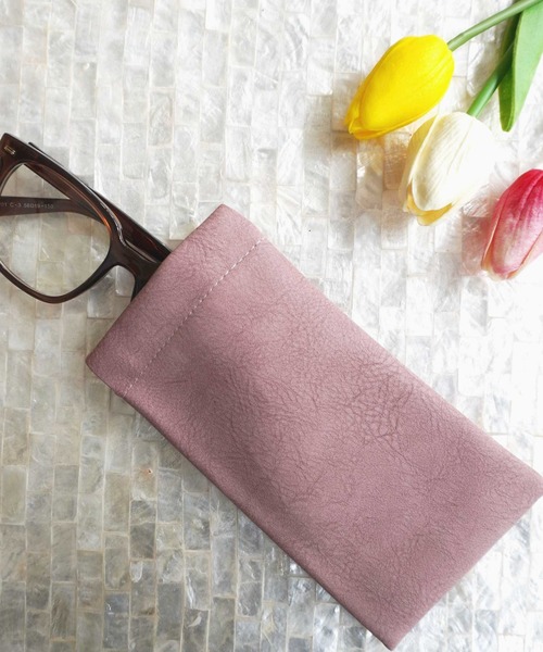 ワンタッチで簡単♪】 フェイクレザー メガネケース / ソフトメガネ