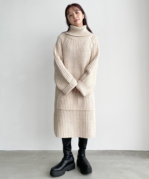 LOWRYS FARM（ローリーズファーム）の「ミックスニットミニワンピース