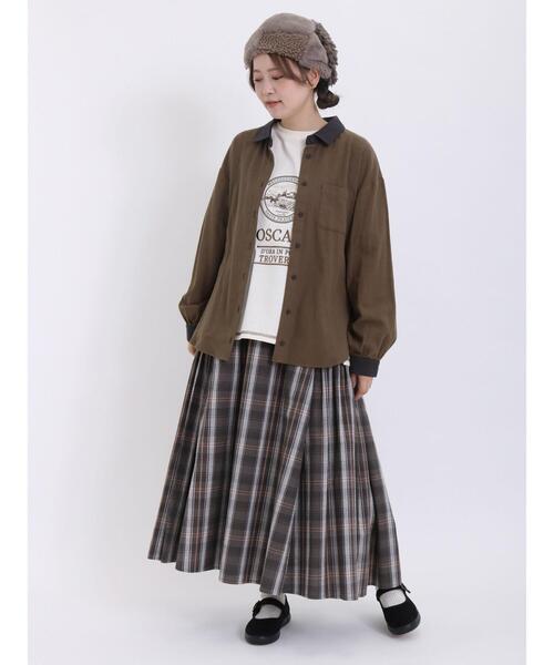 Samansa Mos2(サマンサ モスモス)の「ネルクレリックレギュラーカラーシャツ(シャツ/ブラウス・レディース・オフホワイト/ブラウン/チャコールグレー/キナリ・F)」の10枚目の写真