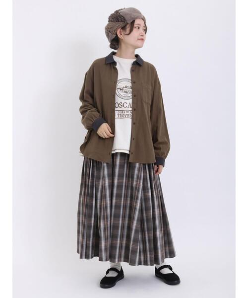 Samansa Mos2(サマンサ モスモス)の「ネルクレリックレギュラーカラーシャツ(シャツ/ブラウス・レディース・オフホワイト/ブラウン/チャコールグレー/キナリ・F)」の11枚目の写真