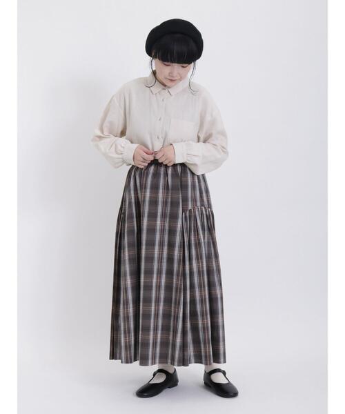 Samansa Mos2(サマンサ モスモス)の「ネルクレリックレギュラーカラーシャツ(シャツ/ブラウス・レディース・オフホワイト/ブラウン/チャコールグレー/キナリ・F)」の13枚目の写真