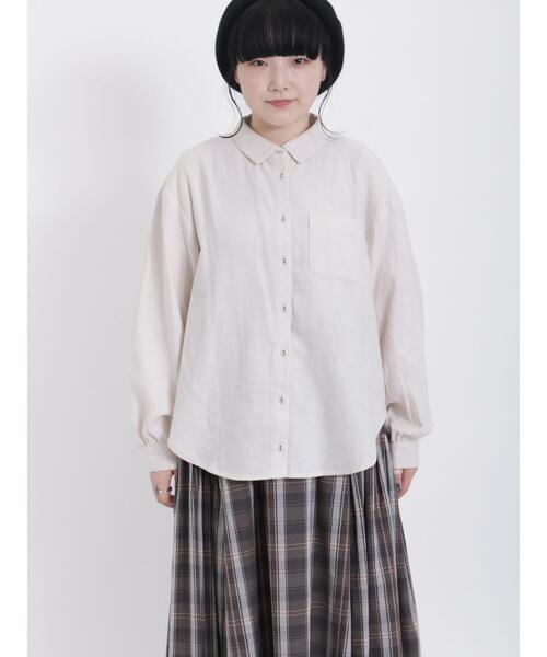 Samansa Mos2(サマンサ モスモス)の「ネルクレリックレギュラーカラーシャツ(シャツ/ブラウス・レディース・オフホワイト/ブラウン/チャコールグレー/キナリ・F)」の15枚目の写真