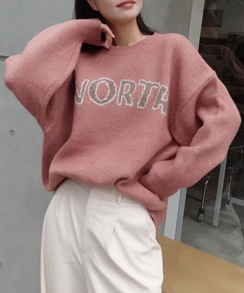 CORNERS(コーナーズ)の「ロゴクルーネックニットプルオーバー(ニット/セーター・レディース・グレイッシュベージュ/ピンク/グリーン・FREE)」の14枚目の写真