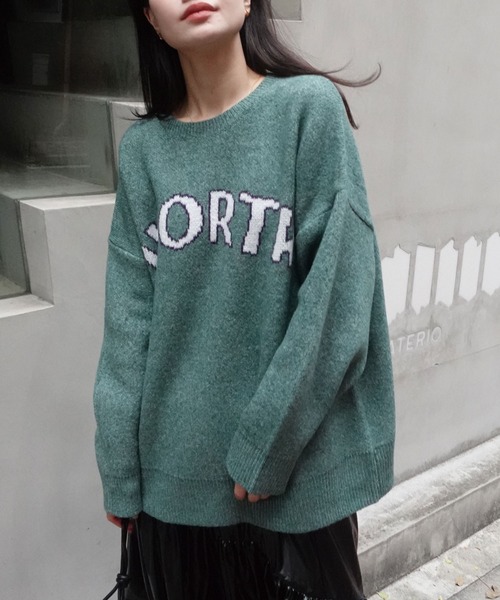 CORNERS(コーナーズ)の「ロゴクルーネックニットプルオーバー(ニット/セーター・レディース・グレイッシュベージュ/ピンク/グリーン・FREE)」の12枚目の写真