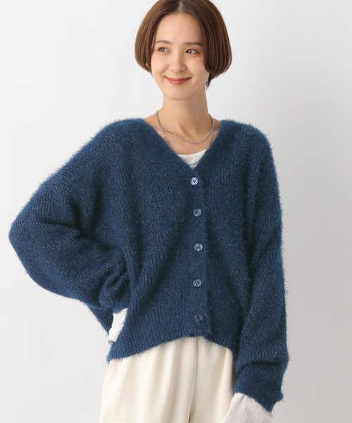 LEPSIM(レプシィム)の「5ゲージラメフェザーカーディガン 980542(ニット/セーター・レディース・ネイビー/オフホワイト/ライトグレー・FREE)」の3枚目の写真