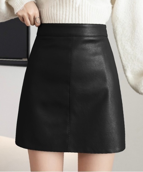 Burner（バーナー）の「【OKUOKU　0909】PUレザー　タイトスカート oku-skirt-680658092303-17 U（スカート・レディース・アイボリー/グリーン/ブラック/ダークブラウン・S/L/M/XL）」の2枚目の写真