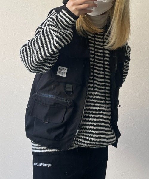 B.R.U（ブル）の「ボーダーニットフーディー（ニット/セーター・レディース・ブラック・FREE）」の18枚目の写真