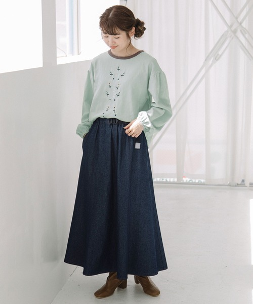 POU DOU DOU（プードゥドゥ）の「配色衿フロントボタニカル刺繍ブラウス（シャツ/ブラウス・レディース・キナリ/ダークブラウン/ライトブルー・3）」の11枚目の写真