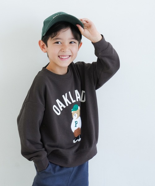 coca（coca）（コカ）の「キッズ　ベアー刺繍スウェット（スウェット・キッズ・グリーン/チャコール・110/130/120/140）」の8枚目の写真