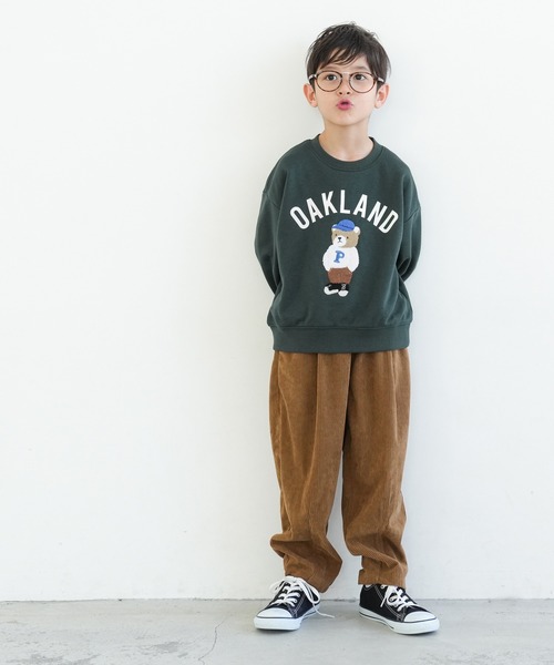 coca（coca）（コカ）の「キッズ　ベアー刺繍スウェット（スウェット・キッズ・グリーン/チャコール・110/130/120/140）」の3枚目の写真