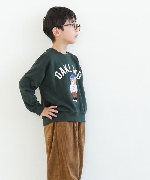 coca（coca）（コカ）の「キッズ　ベアー刺繍スウェット（スウェット・キッズ・グリーン/チャコール・110/130/120/140）」の5枚目の写真
