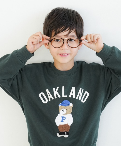 coca（coca）（コカ）の「キッズ　ベアー刺繍スウェット（スウェット・キッズ・グリーン/チャコール・110/130/120/140）」の4枚目の写真