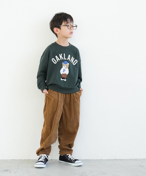 coca（coca）（コカ）の「キッズ　ベアー刺繍スウェット（スウェット・キッズ・グリーン/チャコール・110/130/120/140）」の6枚目の写真