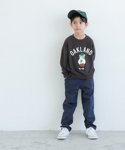 coca（coca）（コカ）の「キッズ　ベアー刺繍スウェット（スウェット・キッズ・グリーン/チャコール・110/130/120/140）」の9枚目の写真