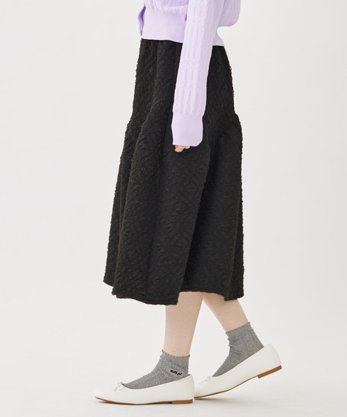 MILKFED.（ミルクフェド）の「TULLE JACQUARD GATHERED SKIRT（スカート・レディース・オフホワイト/ブラック・ONE SIZE）」の3枚目の写真