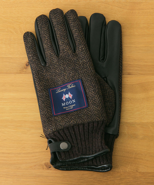 URBAN RESEARCH DOORS（アーバンリサーチドアーズ）の「MOONツイードレザーグローブ（手袋・メンズ・グリーン/ネイビー/ブラウン系その他/チャコールグレー・-）」の3枚目の写真