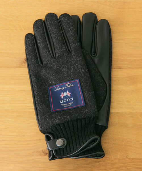 URBAN RESEARCH DOORS（アーバンリサーチドアーズ）の「MOONツイードレザーグローブ（手袋・メンズ・グリーン/ネイビー/ブラウン系その他/チャコールグレー・-）」の2枚目の写真