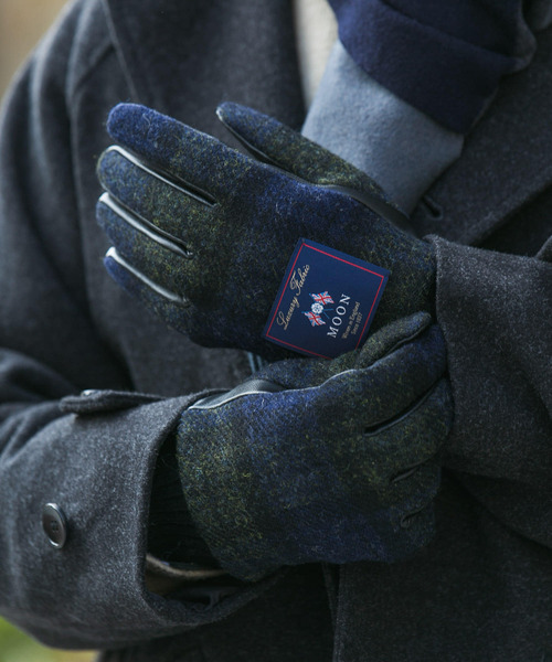 URBAN RESEARCH DOORS（アーバンリサーチドアーズ）の「MOONツイードレザーグローブ（手袋・メンズ・グリーン/ネイビー/ブラウン系その他/チャコールグレー・-）」の4枚目の写真