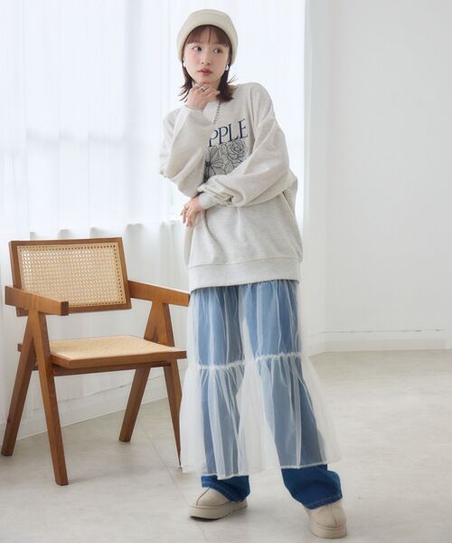 RETRO GIRL(レトロガール)の「チュールレイヤードSK(スカート・レディース・ブラック/レオパード/ライトグレー/ナチュラル・FREE)」の5枚目の写真