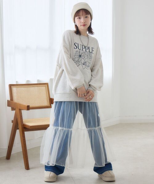 RETRO GIRL(レトロガール)の「チュールレイヤードSK(スカート・レディース・ブラック/レオパード/ライトグレー/ナチュラル・FREE)」の6枚目の写真