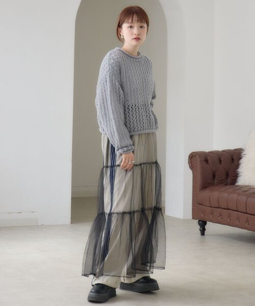 RETRO GIRL(レトロガール)の「チュールレイヤードSK(スカート・レディース・ブラック/レオパード/ライトグレー/ナチュラル・FREE)」の13枚目の写真