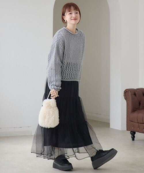 RETRO GIRL(レトロガール)の「チュールレイヤードSK(スカート・レディース・ブラック/レオパード/ライトグレー/ナチュラル・FREE)」の17枚目の写真