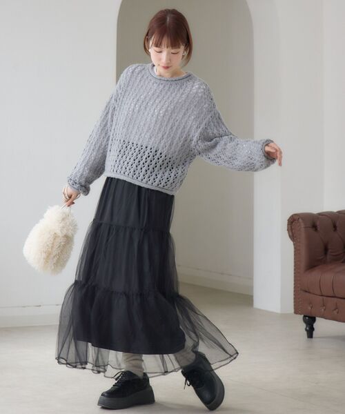 RETRO GIRL(レトロガール)の「チュールレイヤードSK(スカート・レディース・ブラック/レオパード/ライトグレー/ナチュラル・FREE)」の18枚目の写真