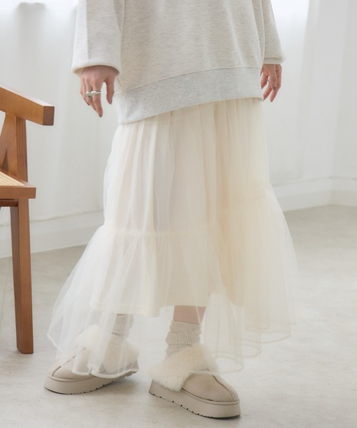 RETRO GIRL(レトロガール)の「チュールレイヤードSK(スカート・レディース・ブラック/レオパード/ライトグレー/ナチュラル・FREE)」の3枚目の写真