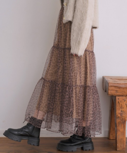 RETRO GIRL(レトロガール)の「チュールレイヤードSK(スカート・レディース・ブラック/レオパード/ライトグレー/ナチュラル・FREE)」の4枚目の写真