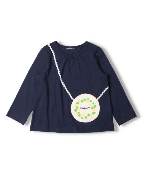 Moujonjon（ムージョンジョン）の「刺繍入りポシェット付き長袖Ｔシャツ（Tシャツ/カットソー・キッズ・ピンク/ネイビー・130/100/80/90/140/110/120）」の3枚目の写真