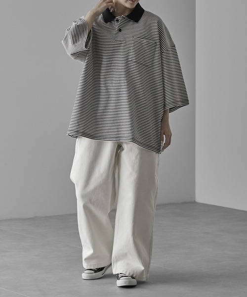 RUUBON（ルーボン）の「【RUUBON】heavy cotton buggy denim pants / ヘビーコットン バギー デニムパンツ（デニムパンツ・メンズ・オフホワイト/ブラック・L/M/S）」の16枚目の写真