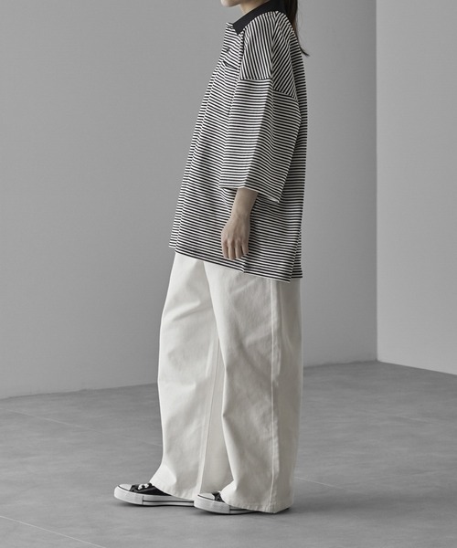 RUUBON（ルーボン）の「【RUUBON】heavy cotton buggy denim pants / ヘビーコットン バギー デニムパンツ（デニムパンツ・メンズ・オフホワイト/ブラック・L/M/S）」の18枚目の写真