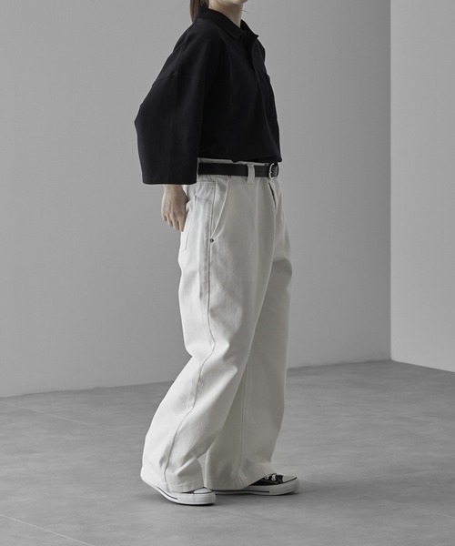 RUUBON（ルーボン）の「【RUUBON】heavy cotton buggy denim pants / ヘビーコットン バギー デニムパンツ（デニムパンツ・メンズ・オフホワイト/ブラック・L/M/S）」の11枚目の写真