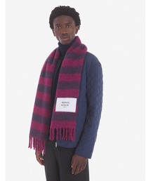 スカーフ Rugby Stripes Scarf - Maison Kitsune - Wool - Blue/Khaki Maison Kitsuné Rugby Stripes Scarf | Shopbop