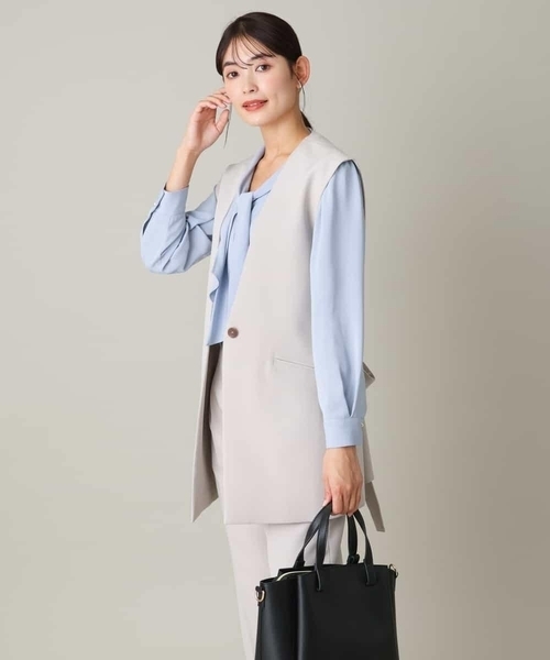 a.v.v（アーヴェヴェ）の「【洗える/イージーケア】ダブルクロスベルト付ジレジャケット（スーツベスト・レディース・ネイビー/ライトグレー・42/34/38/36/40）」の20枚目の写真