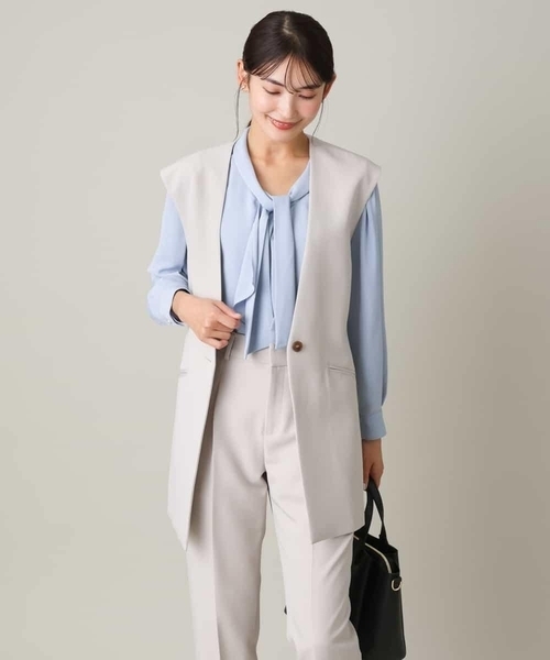 a.v.v（アーヴェヴェ）の「【洗える/イージーケア】ダブルクロスベルト付ジレジャケット（スーツベスト・レディース・ネイビー/ライトグレー・42/34/38/36/40）」の21枚目の写真