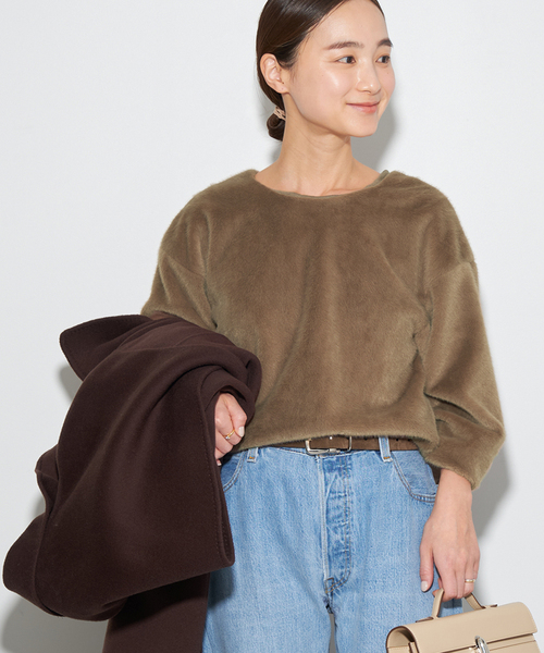 Plage 23051922813040 SOFT FURLY ブラウス 定価28600円 エコファー 23AW ブラウン プラージュ 4-0927T 246943 Plage - Plage 23051922813040 SOFT FURLY ブラウス 定価28600円