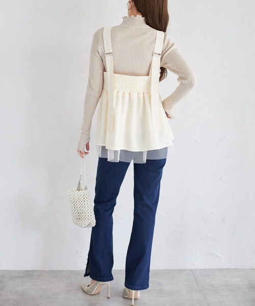tocco closet(トッコ クローゼット)の「【ZOZO限定】ジャガード×チュールキャミトップス(キャミソール・レディース・オフホワイト/サックスブルー・M)」の9枚目の写真