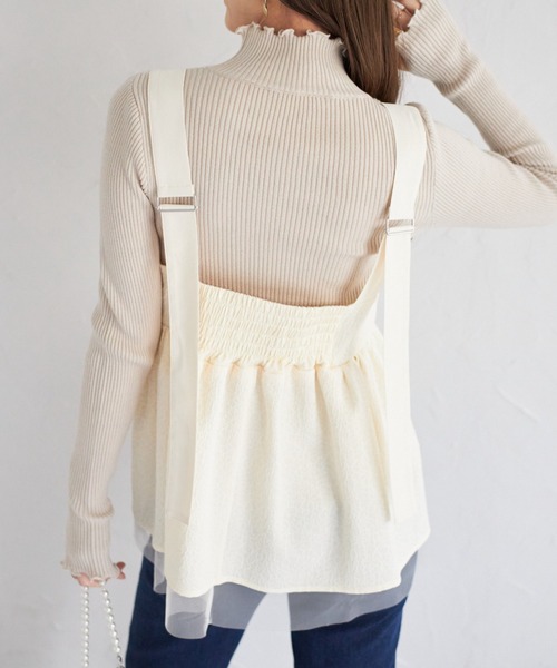 tocco closet(トッコ クローゼット)の「【ZOZO限定】ジャガード×チュールキャミトップス(キャミソール・レディース・オフホワイト/サックスブルー・M)」の10枚目の写真