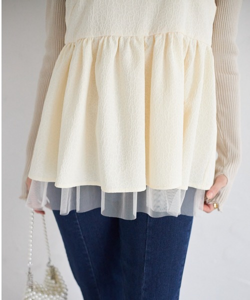 tocco closet(トッコ クローゼット)の「【ZOZO限定】ジャガード×チュールキャミトップス(キャミソール・レディース・オフホワイト/サックスブルー・M)」の11枚目の写真