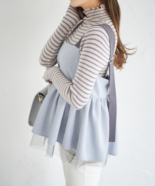 tocco closet(トッコ クローゼット)の「【ZOZO限定】ジャガード×チュールキャミトップス(キャミソール・レディース・オフホワイト/サックスブルー・M)」の15枚目の写真