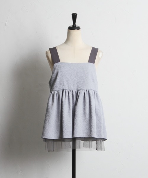 tocco closet(トッコ クローゼット)の「【ZOZO限定】ジャガード×チュールキャミトップス(キャミソール・レディース・オフホワイト/サックスブルー・M)」の17枚目の写真