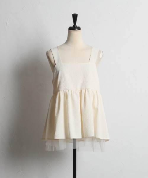 tocco closet(トッコ クローゼット)の「【ZOZO限定】ジャガード×チュールキャミトップス(キャミソール・レディース・オフホワイト/サックスブルー・M)」の18枚目の写真