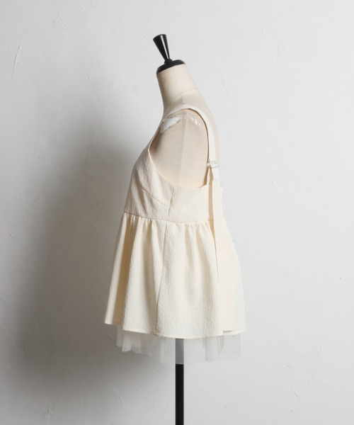 tocco closet(トッコ クローゼット)の「【ZOZO限定】ジャガード×チュールキャミトップス(キャミソール・レディース・オフホワイト/サックスブルー・M)」の19枚目の写真