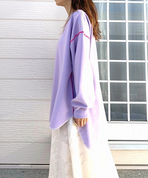 Q（キュー）の「ジョーゼットジャージートップス（Tシャツ/カットソー・レディース・ラベンダー/ホワイト/ブラック・MEDIUM）」の5枚目の写真