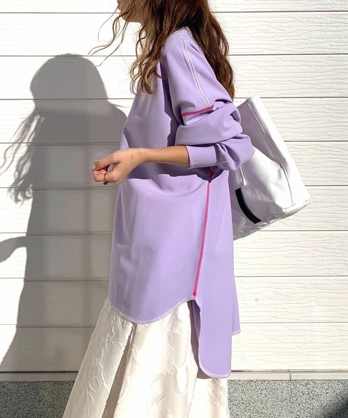 Q（キュー）の「ジョーゼットジャージートップス（Tシャツ/カットソー・レディース・ラベンダー/ホワイト/ブラック・MEDIUM）」の7枚目の写真