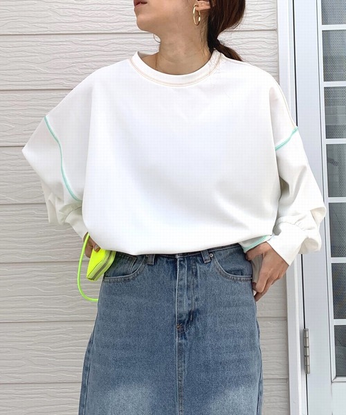 Q（キュー）の「ジョーゼットジャージートップス（Tシャツ/カットソー・レディース・ラベンダー/ホワイト/ブラック・MEDIUM）」の12枚目の写真