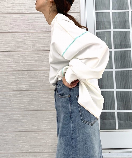 Q（キュー）の「ジョーゼットジャージートップス（Tシャツ/カットソー・レディース・ラベンダー/ホワイト/ブラック・MEDIUM）」の15枚目の写真