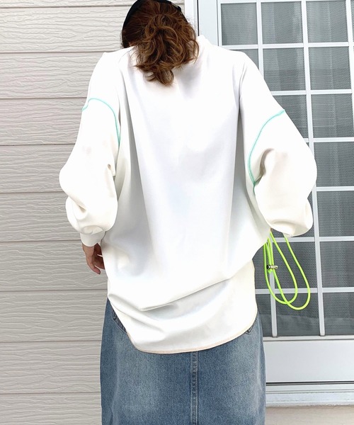 Q（キュー）の「ジョーゼットジャージートップス（Tシャツ/カットソー・レディース・ラベンダー/ホワイト/ブラック・MEDIUM）」の16枚目の写真